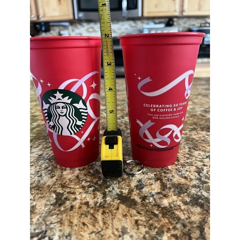 Starbucks 2021 Holiday Limited Red Plastic Reusable Cup 50 Years of Coffee Joy 2